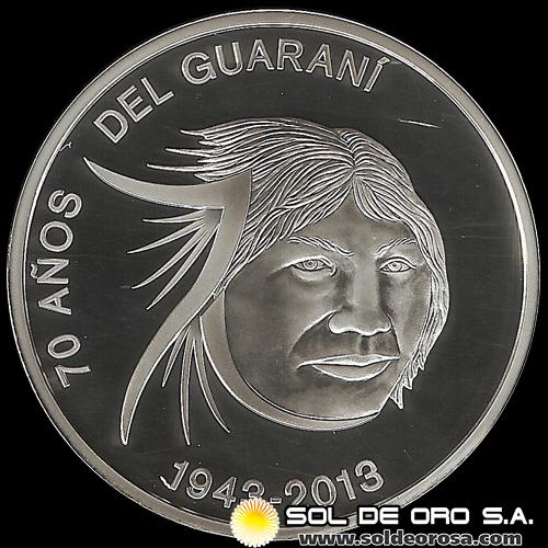 	NUMIS - PARAGUAY - 1 GUARANI, 2013 - 70 ANOS DEL GUARANI - MONEDA DE PLATA